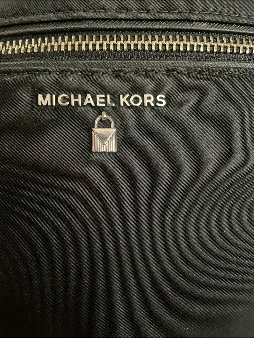 Michael Kors Black Nylon Crossbody Kelsey Bag with Silver Hardware
